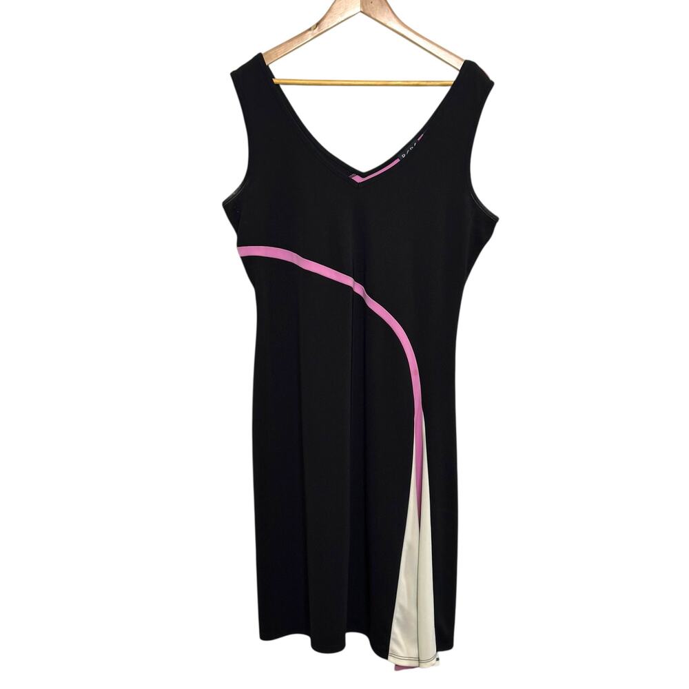 Vintage BCBG Paris Size XL Black and Lavender Asymmetrical Hem Dress